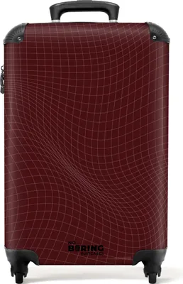 Produktbild von NoBoringSuitcases.com Hartschalen Handgepäck Koffer 55x35x20 cm, 36L, Abstrakte Drucke für Männer: Rot mit gewellten abstrakten Linien, Reisekoffer mit 4 Rollen