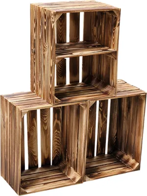 Produktbild von Holzkisten Geflammt 3er Set 50 x 40 x 30cm Ablage Kurz