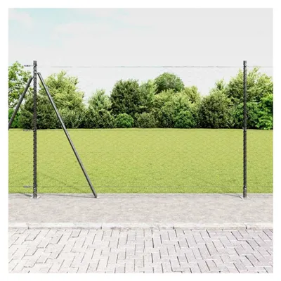 Produktbild von Zaunpfosten Grau 50 x 1,5 m (50 mm Maschen) Stahl und PVC für Gartenzaun, Hundezaun, Weidezaun, Hühnerzaun und Gartennetz