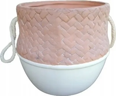 Zdjęcie produktu dla Osłonka ceramiczna biała gliniana boho 13 cm