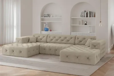 Produktbild von Wohnlandschaft Sofa U-Form CHANTAL in Stoff Moly Beige