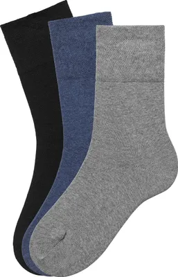 Produktbild von H.I.S. Socken Diabetikersocken Damen Herren Socken 3 -teilig 1x jeans, 1x schwarz, 1x grau-meliert Größe 35/38