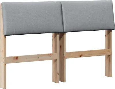 Produktbild von vidaXL Gepolstertes Kopfteil Hellgrau 120 cm Massives Kiefernholz