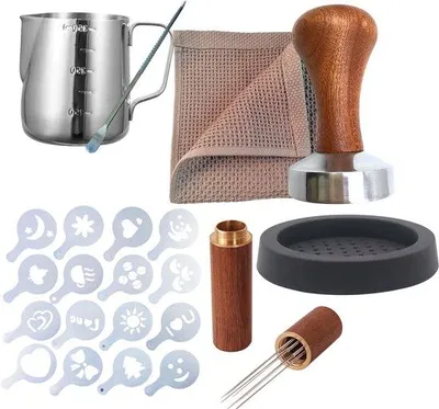 Produktbild von Famanu Kaffee Tamper Set 23-teilig - Barista Zubehör - Espresso Zubehör