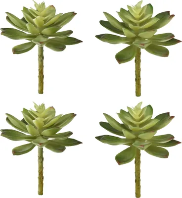 Produktbild von Künstliche Sukkulenten Hauswurz Kunstpflanzen Set Grün Deko Steinrose Pflegeleicht Ø10cm 4 Stück