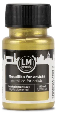 Produktbild von LM-Kreativ Metallika for Artists 50 ml, Weiß Gold – hochpigmentierte Metallic-Acrylfarbe für Holz, Leinwand, Keramik & Glas
