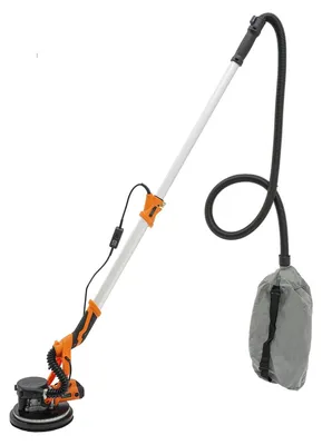 Immagine prodotto di Levigatrice per cartongesso/pareti - Elettrica 750 W - Aspirazione della polvere - 6 velocità 800–1800 giri/min - Asta telescopica 1,2–2,2 m - Spina UE 220–240 V - Giallo