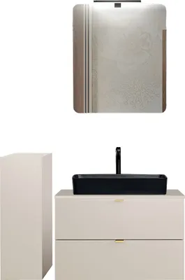 Produktbild von Badmöbel Set 3-teilig mit 80 cm Waschtisch in kaschmir matt, DURANGO-56