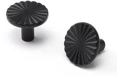 Produktbild von Unyqoos® Schwarze runde Möbelknöpfe – 5er-Set aus Zinklegierung, Ø 30 mm × H 22 mm, für Küche, Kommode & Schubladen