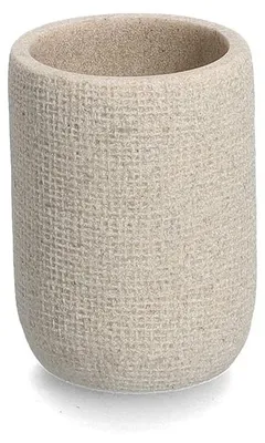 Productafbeelding van Tandenborstelhouder beige - Tandenborstelbeker polyresin - Ø 7,2 x 10 cm