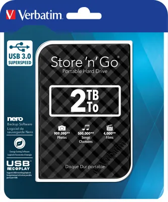 Produktbild von Verbatim 6.3cm (2.5) 2TB USB 3.0 Store?n?GO BLACK