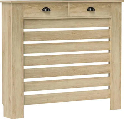 Produktbild von Heizkörperverkleidung / Heizkörperabdeckung - Mit Schublade - MDF - 111 x 19 x 95,5 cm - Eiche