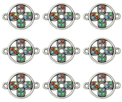 Productafbeelding van Verbindingsbedeltjes - Vierbladige klavertjes met dubbele lus - Voor sieraden en armbanden - Zilver - 10 stuks