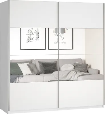 Produktbild von Kleiderschrank mit Schwebetüren BIRMINGHAM-83 in weiß, B/H/T: ca. 200/210/61 cm
