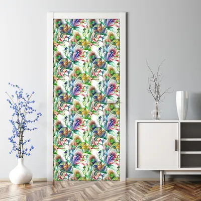 Produktbild von Dekorative Aufkleber selbstklebend Klebefolie Türaufkleber Türposter  Bunte Pflanzen 77 x 200 cm