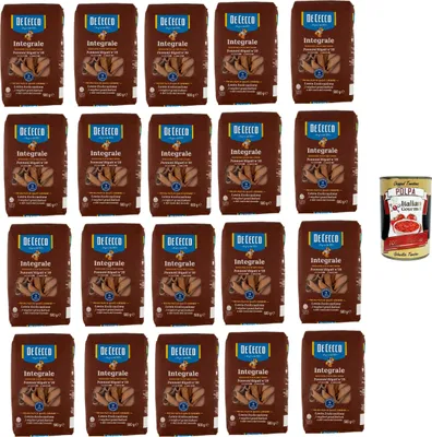 Produktbild von De Cecco Integrale Pennoni rigati N° 39, Pasta integrale, Vollkornnudeln, 20x 500g + Italian Gourmet polpa 400g