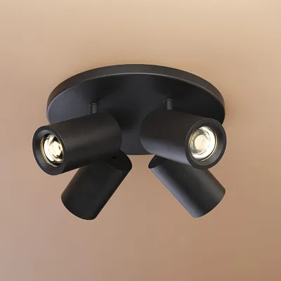 Produktbild von hoftronic LED-Deckenleuchte 4 Spots GU10 schwenkbar rund schwarz IP20