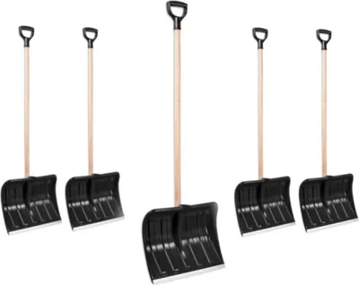 Produktbild von 5 x Schneeschieber schwarz 45cm breit Schneeschaufel Holzstiel ergonomisch