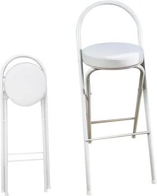Productafbeelding van Klapbare barkrukken - Keukenstoelen met rugleuning - Ruimtebesparend opbergen - 9cm dik opgevouwen - 60-75cm zithoogte - Zwart