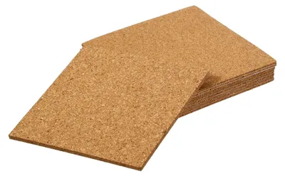 Produktbild von 8 Stück selbstklebende Korkplatten, quadratisch 100 mm x 100 mm x 2 mm, Korkmatten mit Kleberückseite für Untersetzer und Bastelprojekte