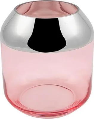 Productafbeelding van Fink SMILLA, theelichthouder, vaas, glas, zilverfolie, glad, roze, zilverkleurig, hoogte 9 cm, diameter 9 cm, artikelnummer 116176