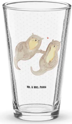 Produktbild von Mr. & Mrs. Panda Cocktailglas Otter Hände halten - Transparent - Geschenk, Seeotter, Paar, Romantisch, Verliebt, Liebe, Glas, Longdrinkglas, Bierglas, Wasserglas, Tumbler