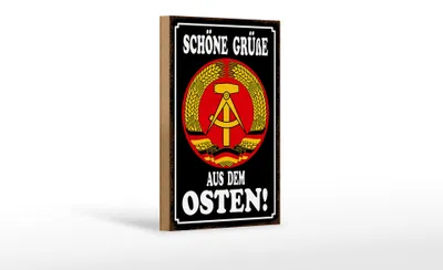 Produktbild von Holzschild Spruch 12x18cm schöne Grüße aus dem Osten