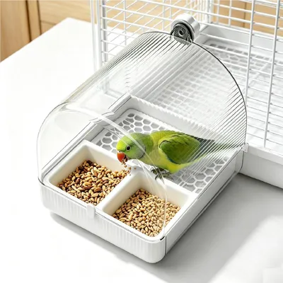 Vogelbad 3-in-1 für Vogelkäfig, hängend, weiß, 16x17x18,5 cm