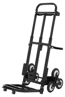 Image de Chariot de transport pour escaliers - Chariot pliable pour escaliers - Chariot à 6 roues - Adapté aux escaliers et aux terrains accidentés - Structure en acier - Roues en caoutchoucPolyuréthane- Noir
