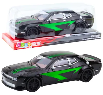 Obrázek produktu pro Štíhlý sportovní vůz Drive, lesklá karoserie, černá barva, zelené pruhy