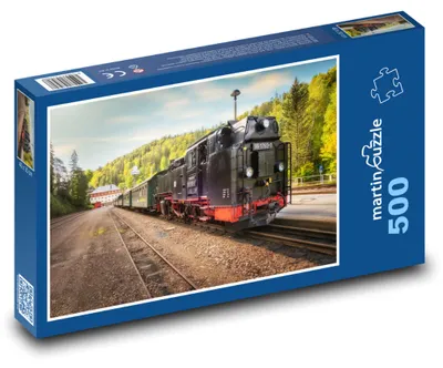 Obrázok produktu pre Puzzle 500 Parná lokomotíva na železnici - martinpuzzle