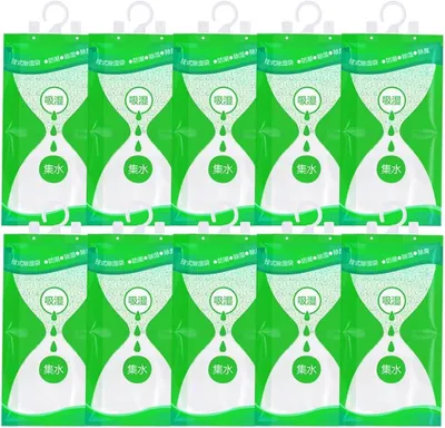 Immagine prodotto di Set di sacchetti deumidificanti, 10 pezzi, per armadi, assorbono l'umidità, 100 g, deumidificatore da appendere, antiumidità