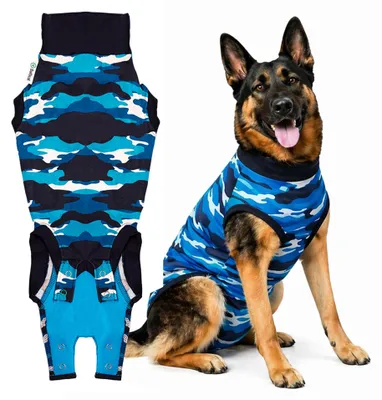 Produktbild von Suitical Recovery Suit Hund, L, Blau Camouflage