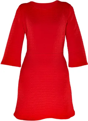 Produktbild von Kleid LadyPwr Rot mit texturiertem Muster und Lace-Optik, Rundhalsausschnitt, halblange Ärmel