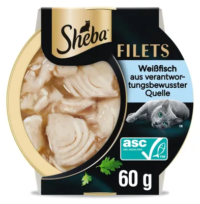 Obrázek produktu pro SHEBA® Miska s filety udržitelného bílého rybího masa, 16 kusů po 60 g