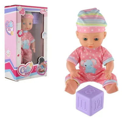 Obrázek produktu pro Panenka miminko 25cm pevné tělo plast s kostkou v krabici 15x27x8cm