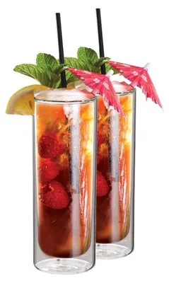 Zdjęcie produktu dla szklanka do mojito dwuścienna 17 cm przezroczysta 2 szt