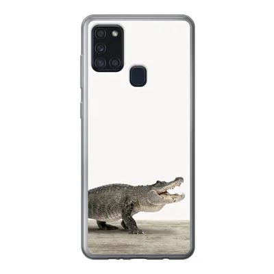 Produktbild von MuchoWow® Handyhülle Schutzhülle Hülle für Samsung Galaxy A21s Kinder - Krokodil - Junge - Kinder - Mädchen Silikon Softcase Handy Hülle - Hartschale