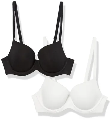 Produktbild von Amazon Essentials Damen Vollschalen-BH aus Baumwolle, 2er-Pack, Schwarz/Weiß, 85A
