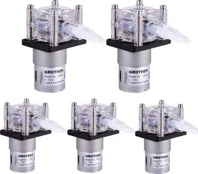 Produktbild von 5X GROTHEN DC 12V Schlauchpumpe mit Silikonschlauch Hochdurchfluss Wasser Flue ssigkeitspumpe Dosierung Vakuumpumpe Selbstansaugende Korrosionsschutz Einstellbarer Durchfluss fue r DIY Aquarium Lab Chemische Analyse Dosieradditive Flachbildschirm