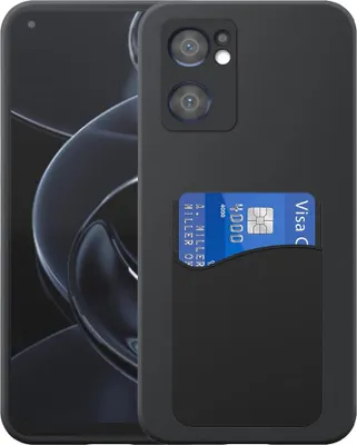 Produktbild von Geeignet für Oppo Reno 7 5G Phone Case mit Silikon-Kartenhalter - Flexible Back Cover Case Silikon TPU mit Silikon Cardslot - Schwarz - Smartphonics