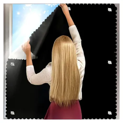 Produktbild von Dachfenster Rollo, Schwarz B96×H93cm, Verdunkelungsrollo für Dachfenster, Montage ohne Bohren, Verdunkelung für Velux-Dachfenster S06 / 606