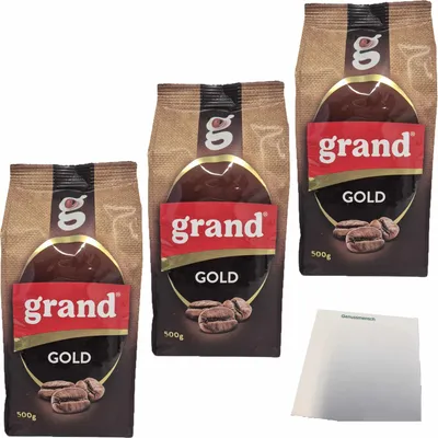 Produktbild von Grand Kaffee Gold 3er Pack (3x500g Beutel) + usy Block