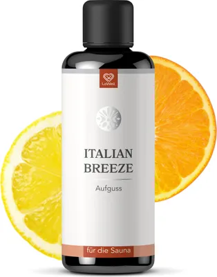 Produktbild von LoWell® 100ml Saunaaufguss Italian Breeze - Das Sauna Zubehör Aufgussmittel für Sauna und Dampfbad - Ätherische Öle Sauna Aufguss Konzentrat - Zitrone, Orange