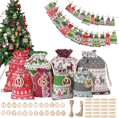 Produktbild von Adventskalender zum Befüllen 2026 - 24 Weihnachtsschmuckbeutel