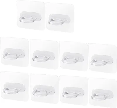 Productafbeelding van Set van 10 zelfklevende handdoekhaken, multifunctionele ronde zelfklevende haken, waterdichte zelfklevende wandhouders voor badkamer, keuken en toilet