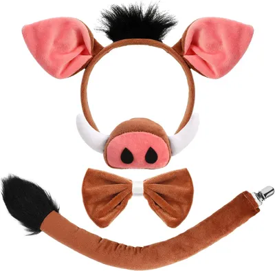 Obrázok produktu pre Kostým pre zvieratá, Uši a chvost diviaka, Čelenka a chvost, pre Halloween