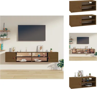 Produktbild von vidaXL Wandschränke 2 Stk. Honigbraun 80x30x30 cm Massivholz Kiefer -  Wandregale