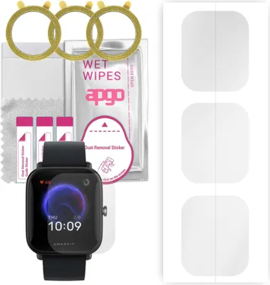Produktbild von apgo 3 Stück Schutzfolie, klar, kompatibel mit Amazfit Bip U Pro Smartwatch, Hydrogel Displayschutzfolie mit Positionierhilfe, Displayfolie, robust und kratzfest