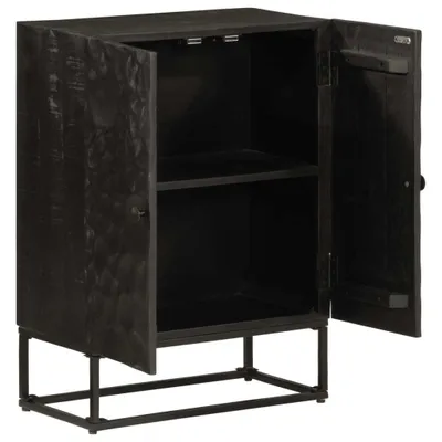 Zdjęcie produktu dla vidaXL Kredens czarny 55x30x76 cm lite drewno mango i żelazo